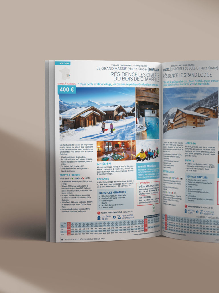 Mise en page de brochure de résidences vacances pour Néméa